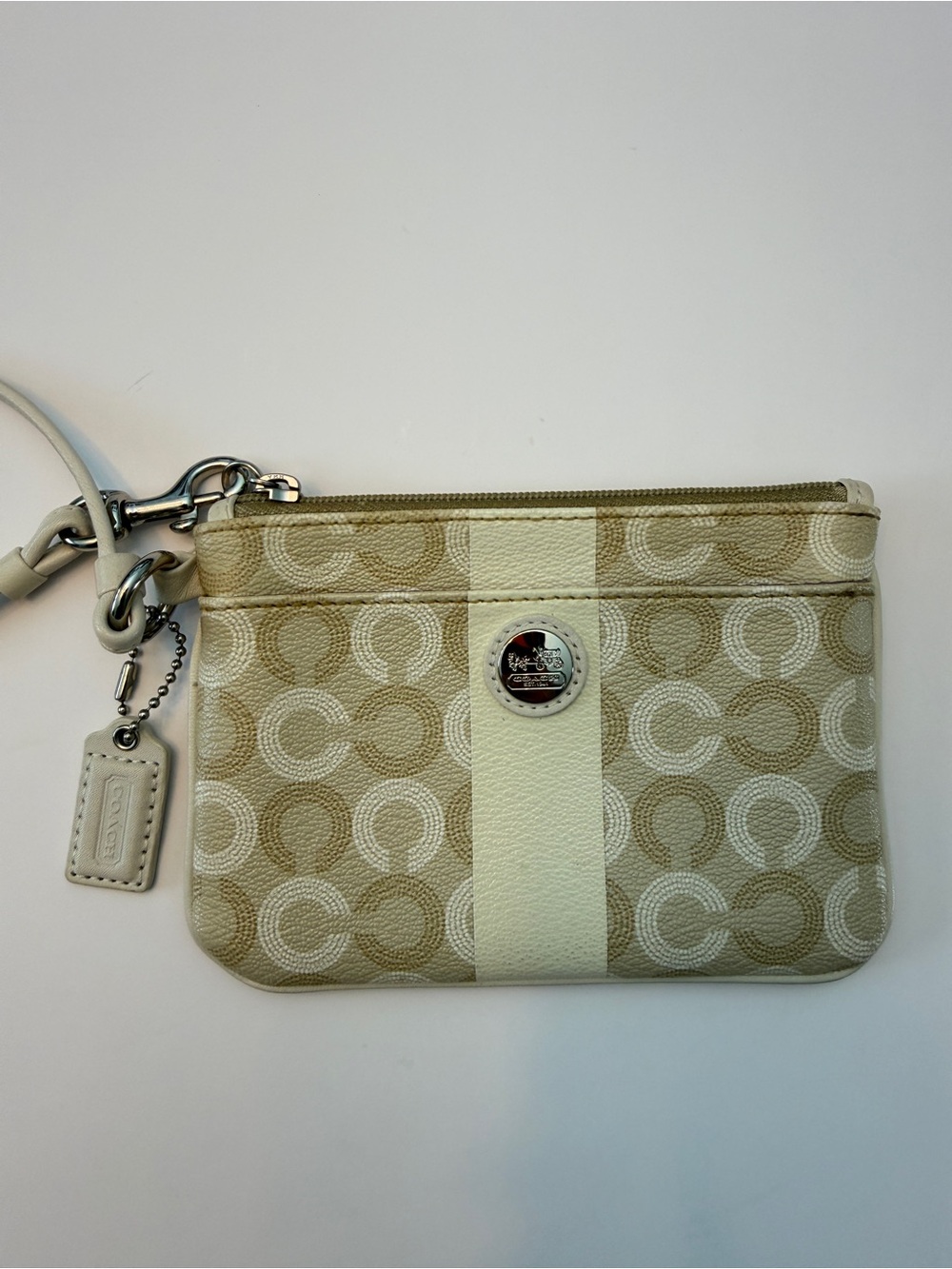Vintage Coach Tan and Gold Wristlet